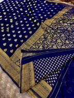 Chinon Silk Buta Zari Navy blue  Color Saree CN01