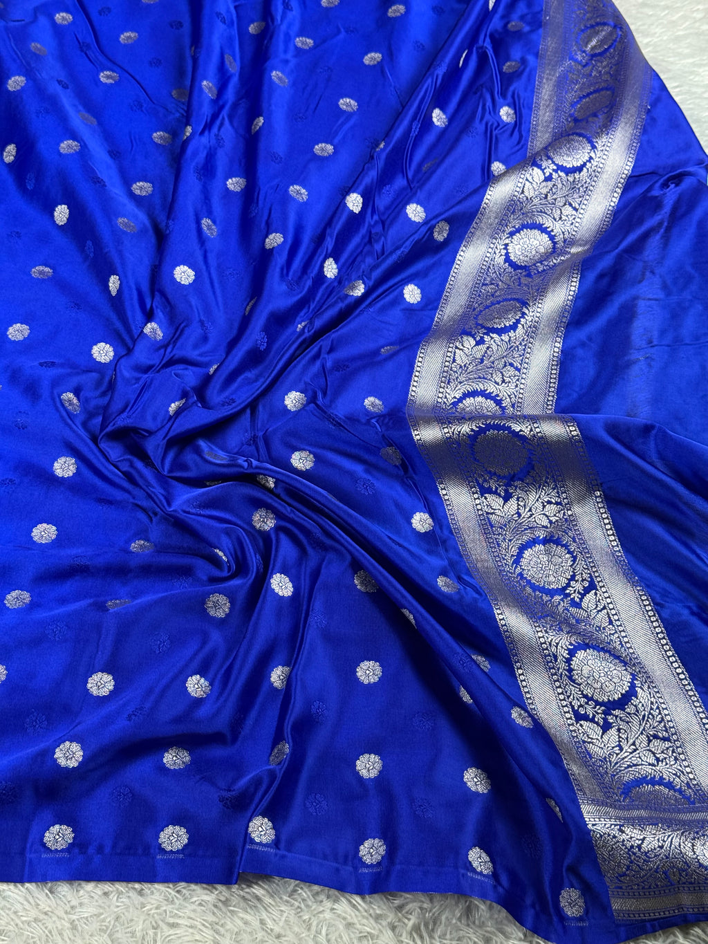 ✨ Royal Blue Rangkaat Mashru Kataan Silk Saree – MKS685 ✨