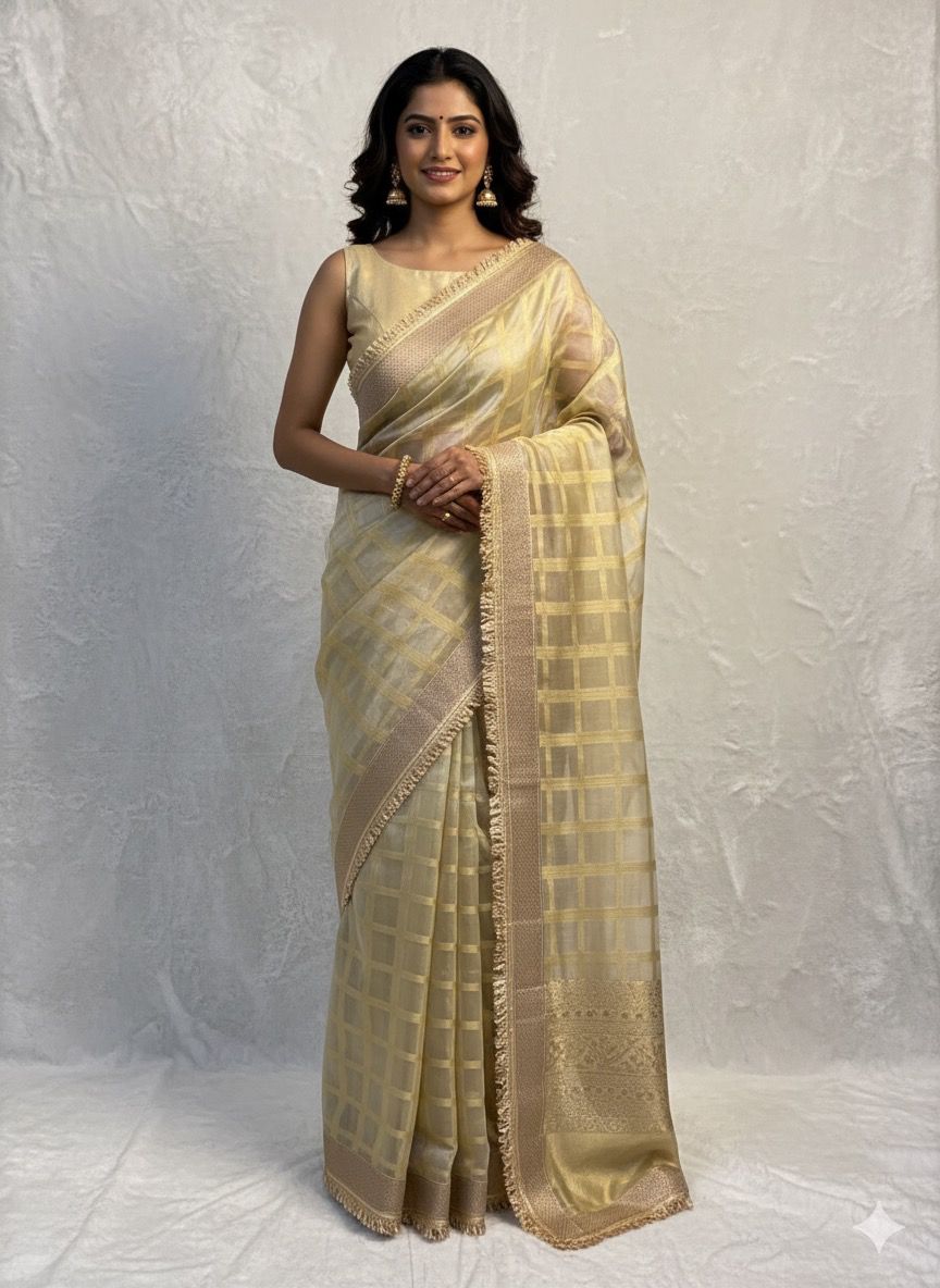Maharani Tissue silk banarsi Patch Work Saree TSN01