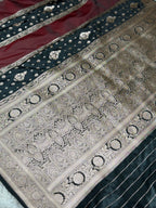 Designer Wine & Black Rangkat Mashru Kataan Silk Banarasi Saree – MKS673