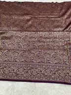 Wine Banarasi Dupion Silk Saree with Embossed Antique Zari Weaving & Rich Antique Zari Pallu | STF67