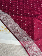 Wine Mashru Kataan Silk Saree with Tanchoi Zari Meena Weaving & Rich Zari Pallu – MKS838