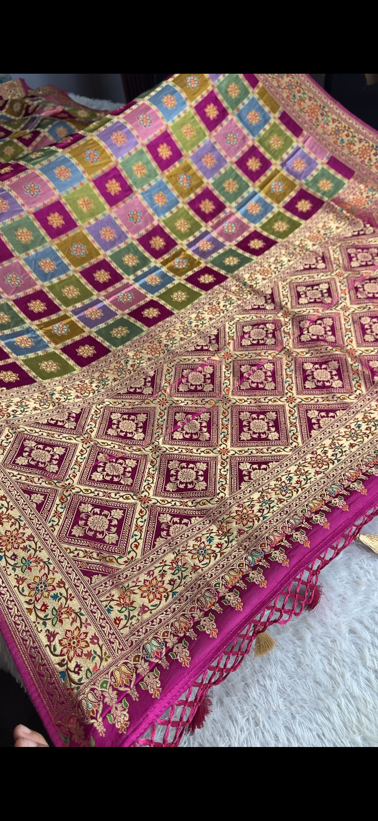 Pure Modal Silk Multicolour Saree with Zari & Pashmina Work | Rich Zari Pallu | MKS641