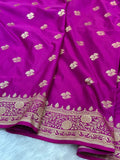 Banarasi Mashru Kataan Silk Saree Featuring Fancy Buta Pattern with Ikkat Border & Zari Pallu – MKS408