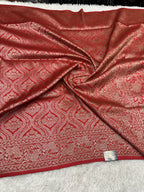 Red Banarasi Dupion Silk Saree with Embossed Antique Zari Weaving & Rich Antique Zari Pallu | STF66