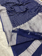 Banarsi Pure Natural Georgette Almond Buti  Design VSG06