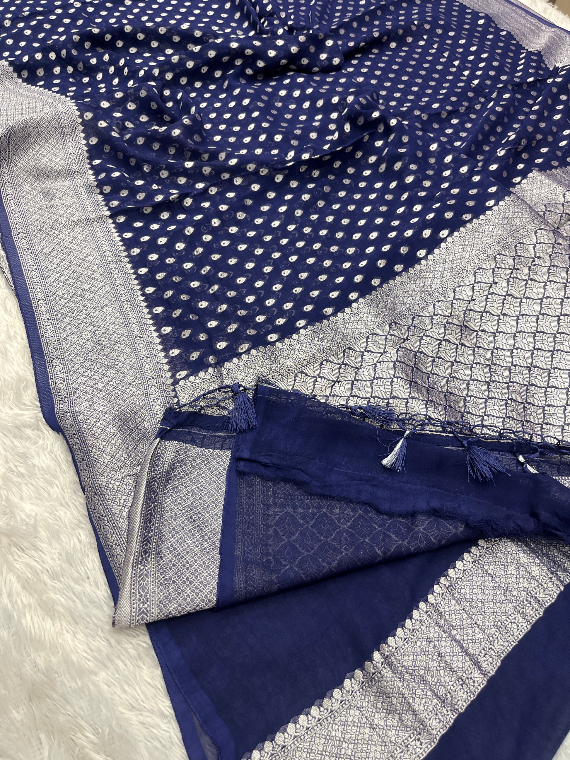 Banarsi Pure Natural Georgette Almond Buti  Design VSG06