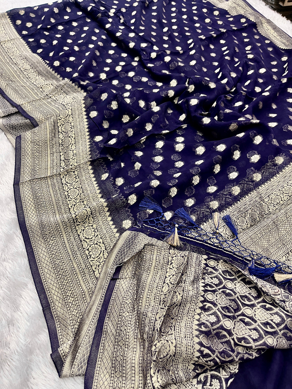 Banarsi Pure Natural Georgette Little flower Buti  Design VSG07