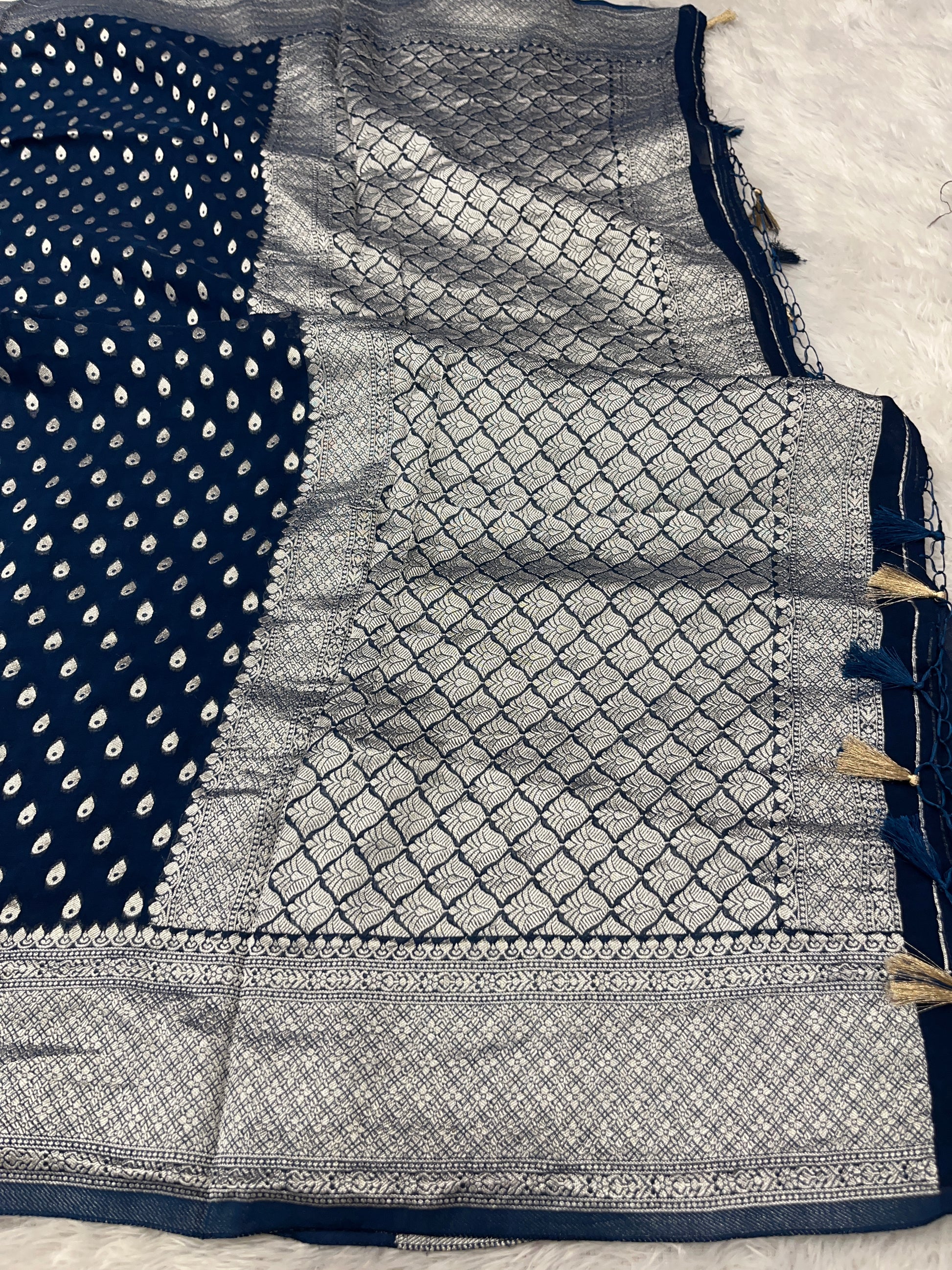 Banarsi Pure Natural Georgette Almond Buti  Design VSG06