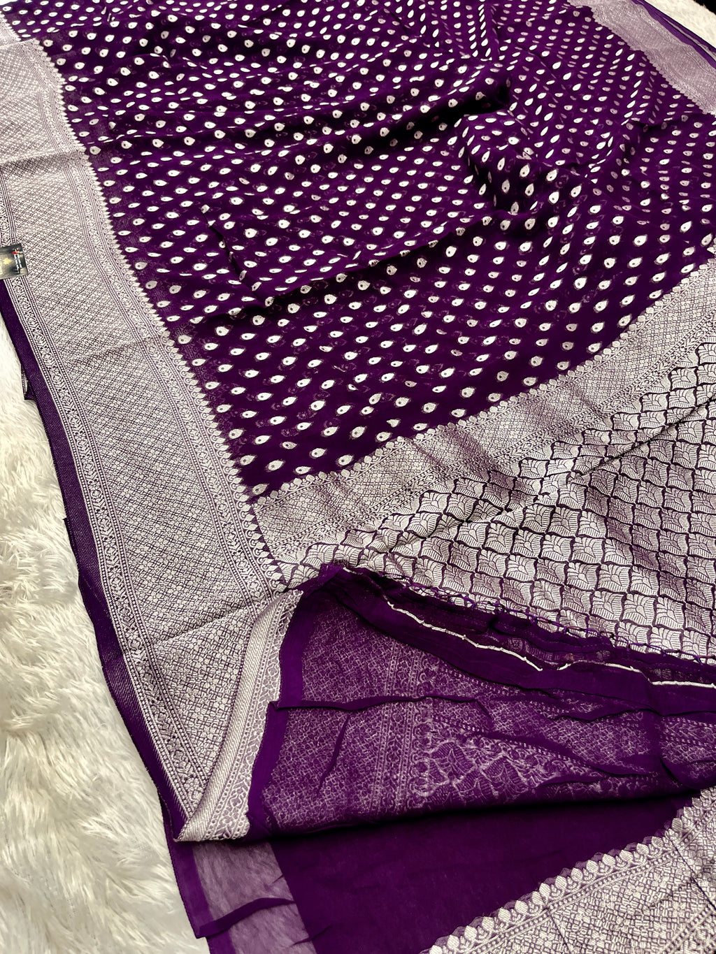 Banarsi Pure Natural Georgette Almond Buti  Design VSG06