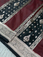 Designer Wine & Black Rangkat Mashru Kataan Silk Banarasi Saree – MKS673