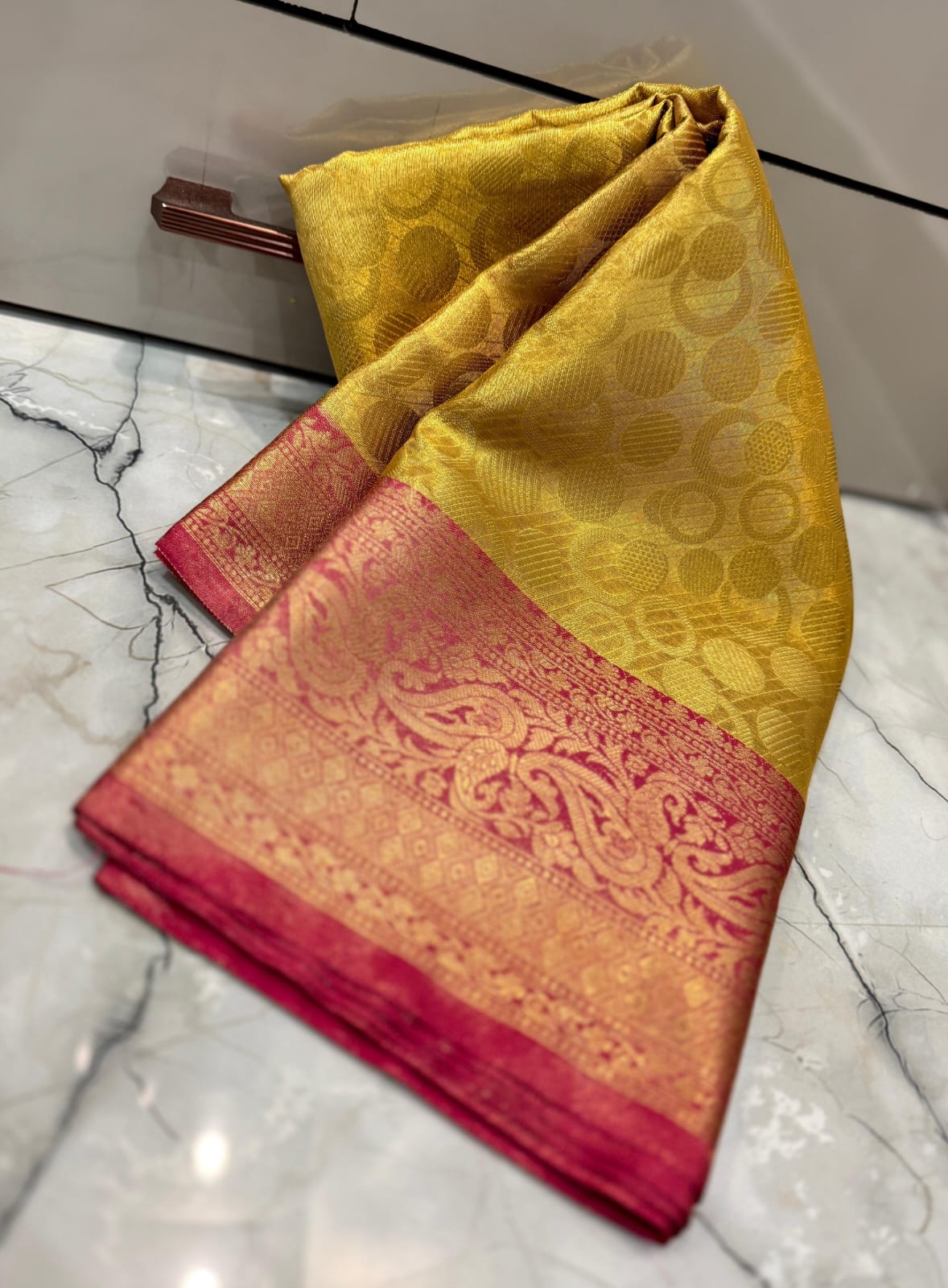 Golden Designer Tissue Silk Saree TS110