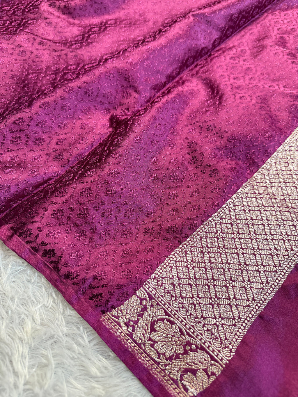 Wine Banarasi Mashru Silk Saree with Jacquard Fancy Buta Weave MKS091