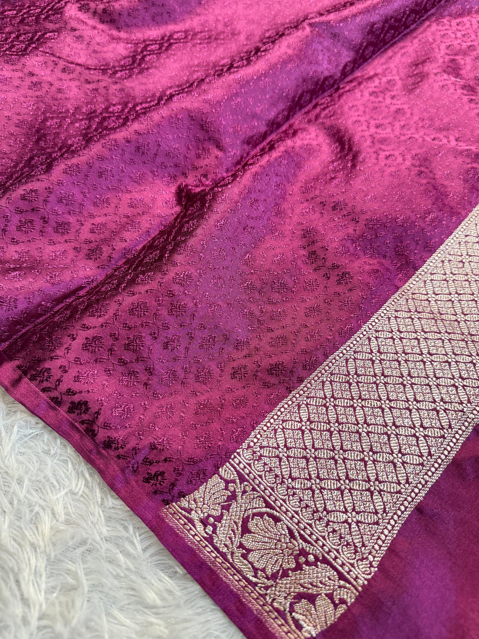 Wine Banarasi Mashru Silk Saree with Jacquard Fancy Buta Weave MKS091