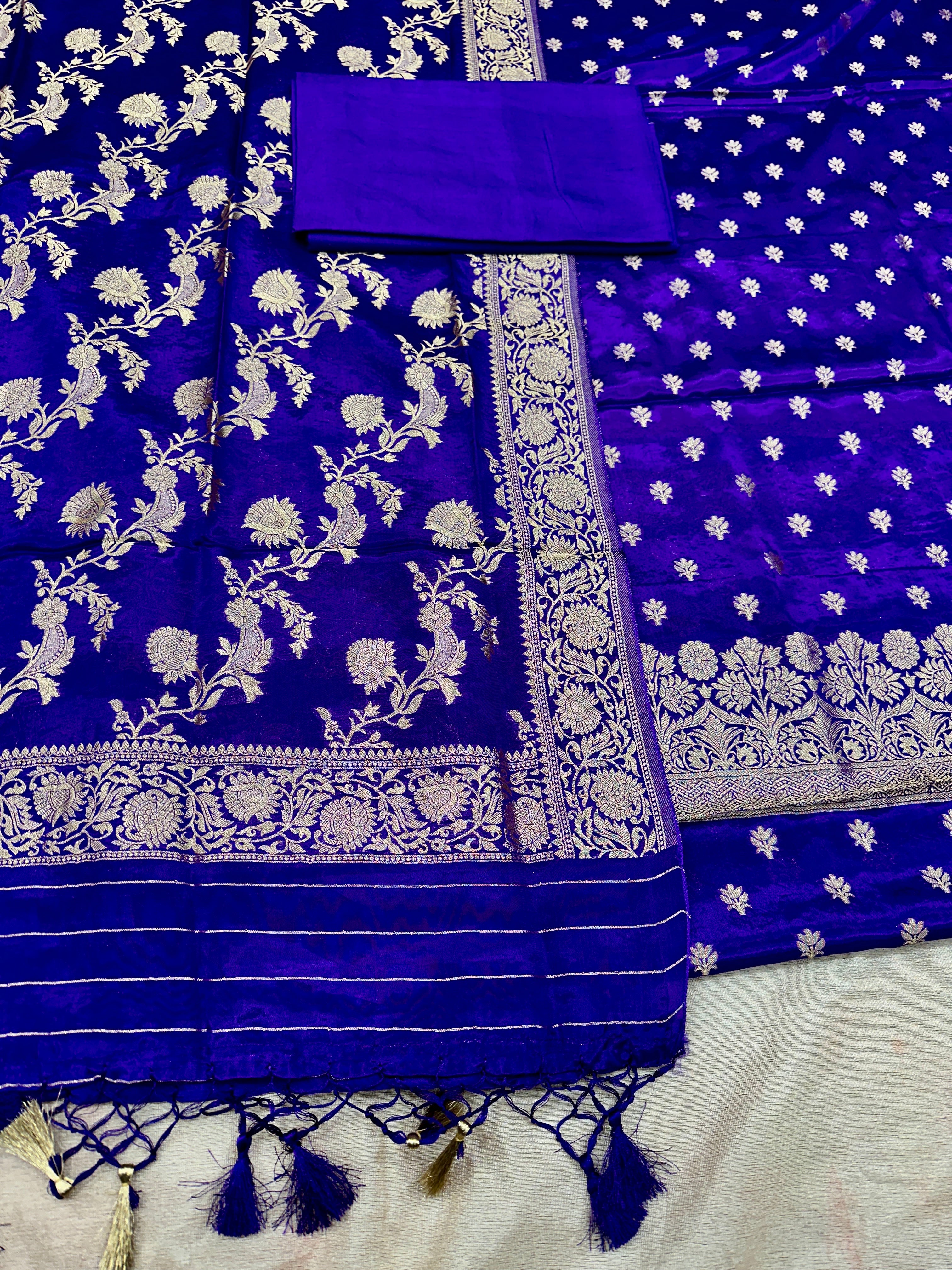 ✨ Banarasi Jacquard Gap Buti HO Silk 3-Piece Unstitched Dress Material MSS26