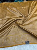 Mustard yellow Banarasi Dupion Silk Saree with Embossed Antique Zari Weaving & Rich Antique Zari Pallu | STF113