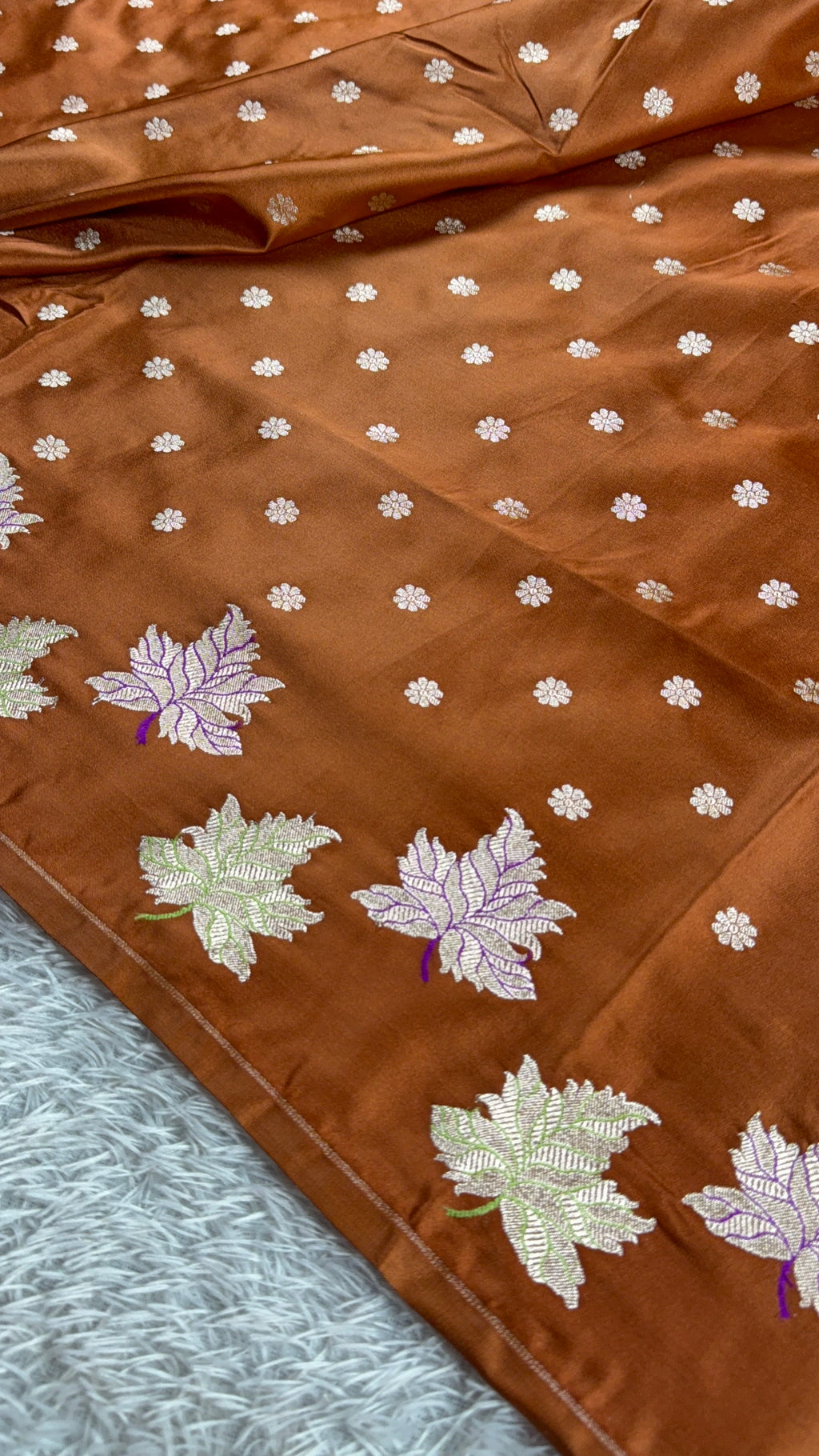 Mustard Yellow Mashru Kataan Silk Saree with Zari Buta Design & Leaf Border | MKS603