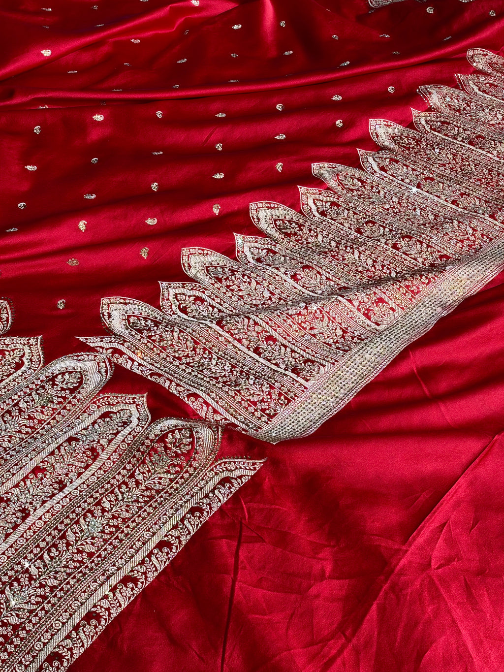 Maroon Banarasi Mashru Kataan Silk Saree with All-Over Zari & Sirozki Diamond Work – MKS854
