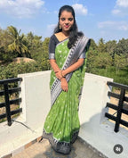Semi Georgette Silk Saree with Leaf Buta & Rich Zari Pallu – SM61