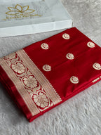 Royal Red Mashru Kataan Silk Saree with Rich Banarasi Weaving – MKS669