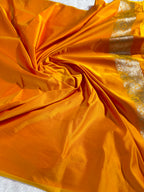 Yellow Banarasi Mashru Silk Saree with Jacquard Woven Chunri Buti Design MKS094