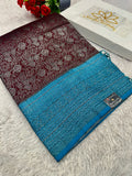 STF45 – Elegant Wine Dupion Saree with Silver-Black Antique Zari Weaving