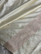 Black with Cream Mashru Kataan Silk Banarasi Saree with Rich Zari Pallu | MKS735