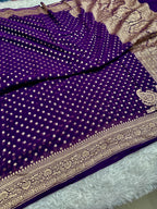 Purple Pure Natural Silk Khaddi Georgette Saree with Neem Zari Buti | PSG11