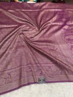 Magenta  Banarasi Dupion Silk Saree with Embossed Antique Zari Weaving & Rich Antique Zari Pallu | STF106