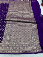 Purple Pure Natural Silk Khaddi Georgette Saree with Neem Zari Buti | PSG11