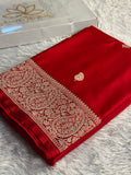 Red Mashru Kataan Silk Saree with All Over Buta Woven Design & Rich Zari Pallu | MKS698