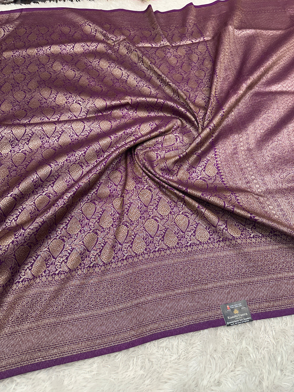 Magenta Banarasi Dupion Silk Saree with Embossed Antique Zari Weaving & Rich Antique Zari Pallu | STF74