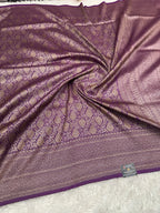 Magenta Banarasi Dupion Silk Saree with Embossed Antique Zari Weaving & Rich Antique Zari Pallu | STF74