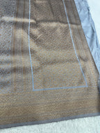 Grey Banarasi Dupion Silk Saree with Embossed Antique Zari Weaving & Rich Antique Zari Pallu | STF64
