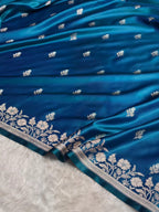 Banarasi Mashru Kataan Silk Saree Featuring Zari Rose Buta Design with Rich Zari Pallu – MKS412