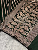 Banarasi Mashru Kataan Silk Saree Featuring Aaddha Zari Weave with Rich Zari Pallu – MKS413