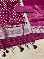 ✨ Banarasi Jacquard Gap Buti HO Silk 3-Piece Unstitched Dress Material MSS20