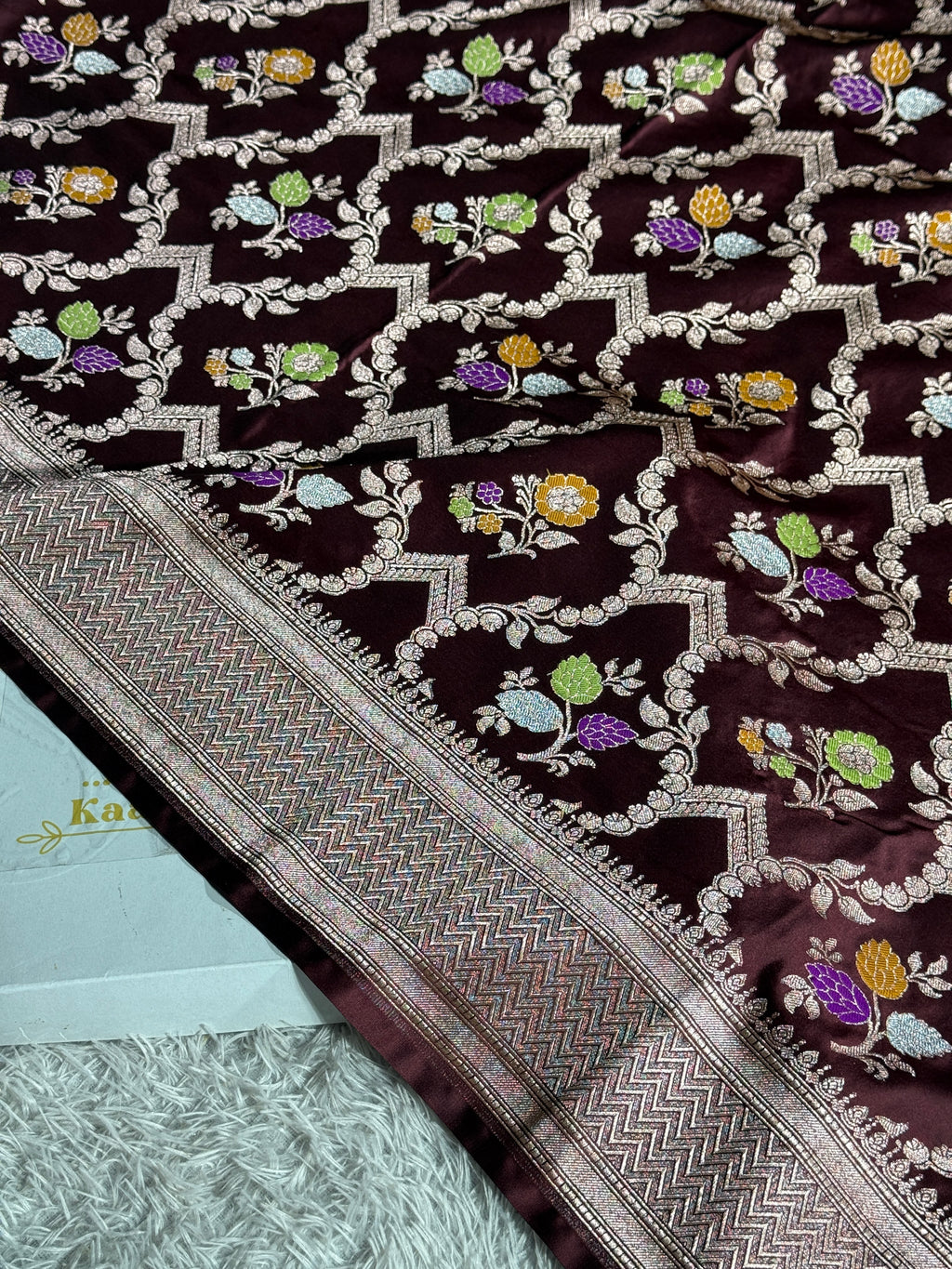 Wine Mashru Kataan Silk Saree with Meenakari Jaal Woven Design & Rich Zari Pallu | MKS634