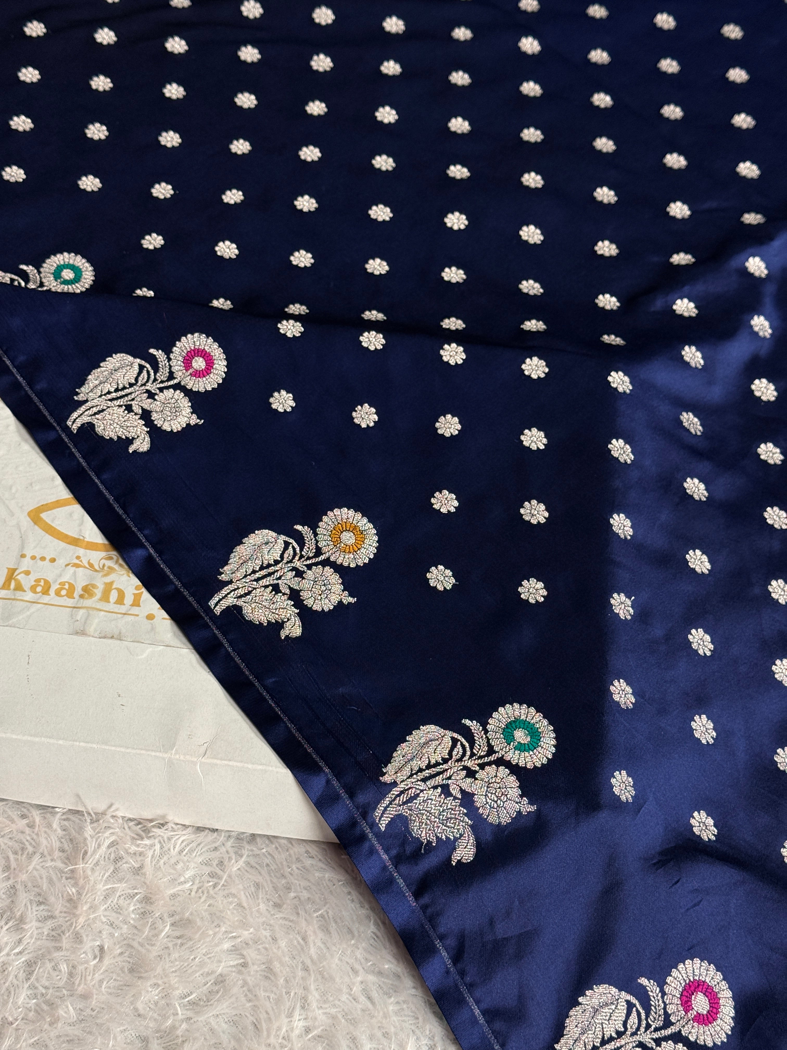 MKS701 – Premium Mashru Kataan Silk Saree with Raw Mango Buta Border & Rich Zari Woven Pallu