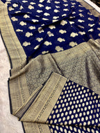 Chinon Silk Karry  Buta  Design Navy color  Saree CN08