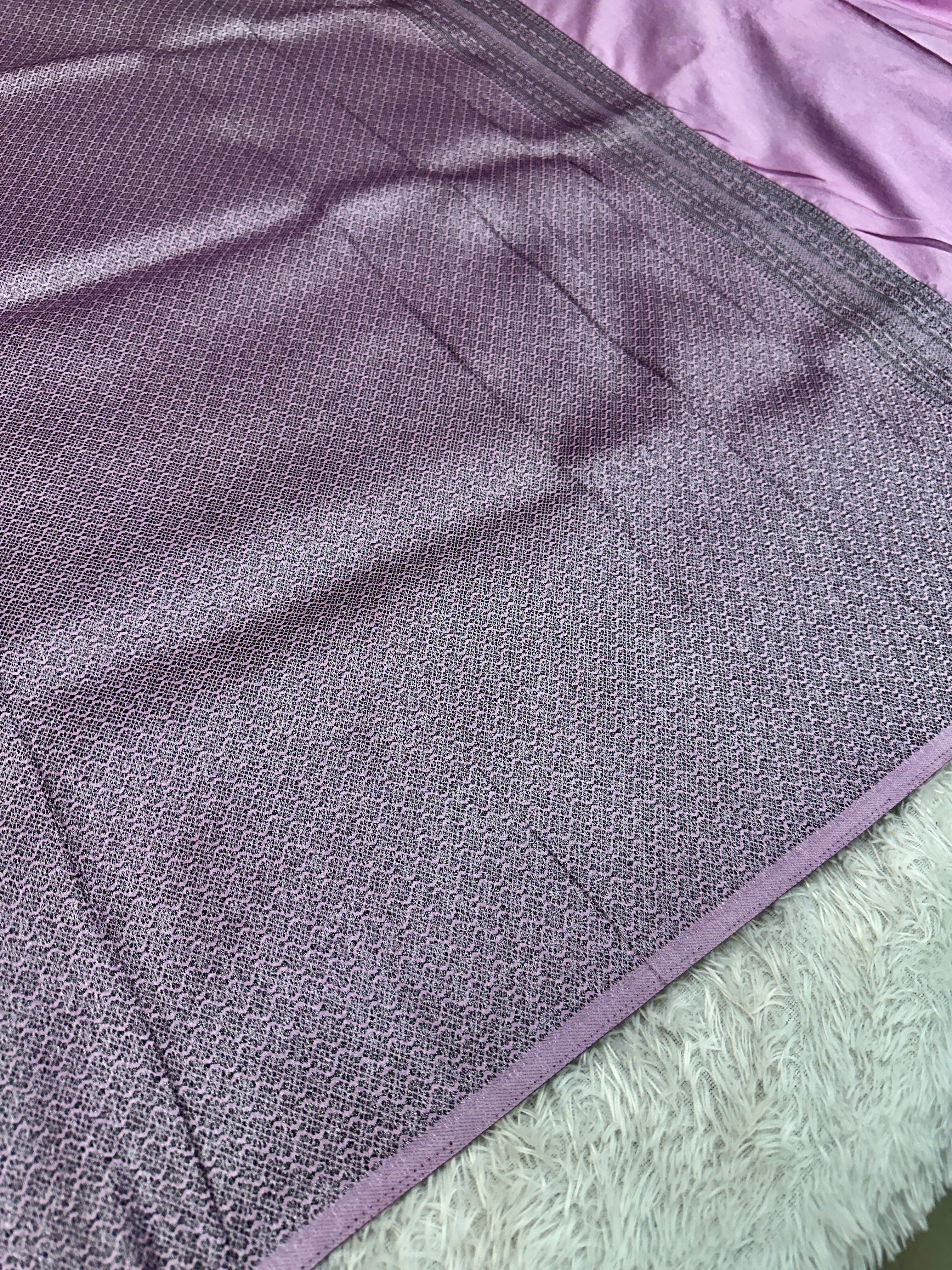 STF56 – Elegant Lavender Dupion Saree with Embossed Square Woven Designs