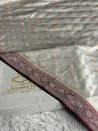 Cream & Wine Mashru Kataan Silk Saree with Buta Woven Design and Rich Zari Pallu | MKS644