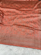 Dark pitch Yellow Banarasi Dupion Silk Saree with Embossed Antique Zari Weaving & Rich Antique Zari Pallu | STF84