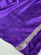 ✨ Royal Purple Meenakari Woven Banarasi Satin Mashru Silk Saree with Scalloped Border MKS212
