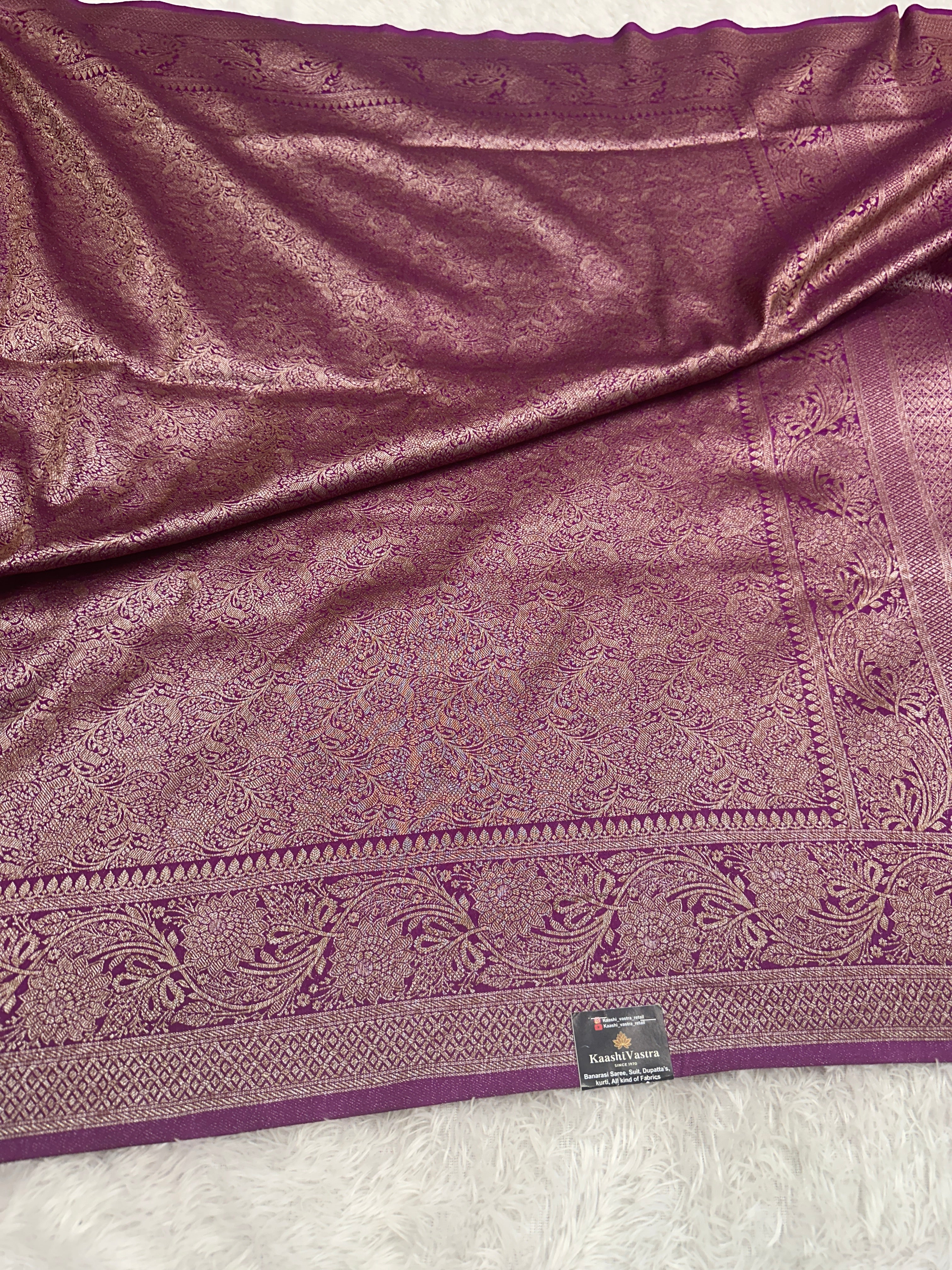 Magenta  Banarasi Dupion Silk Saree with Embossed Antique Zari Weaving & Rich Antique Zari Pallu | STF106