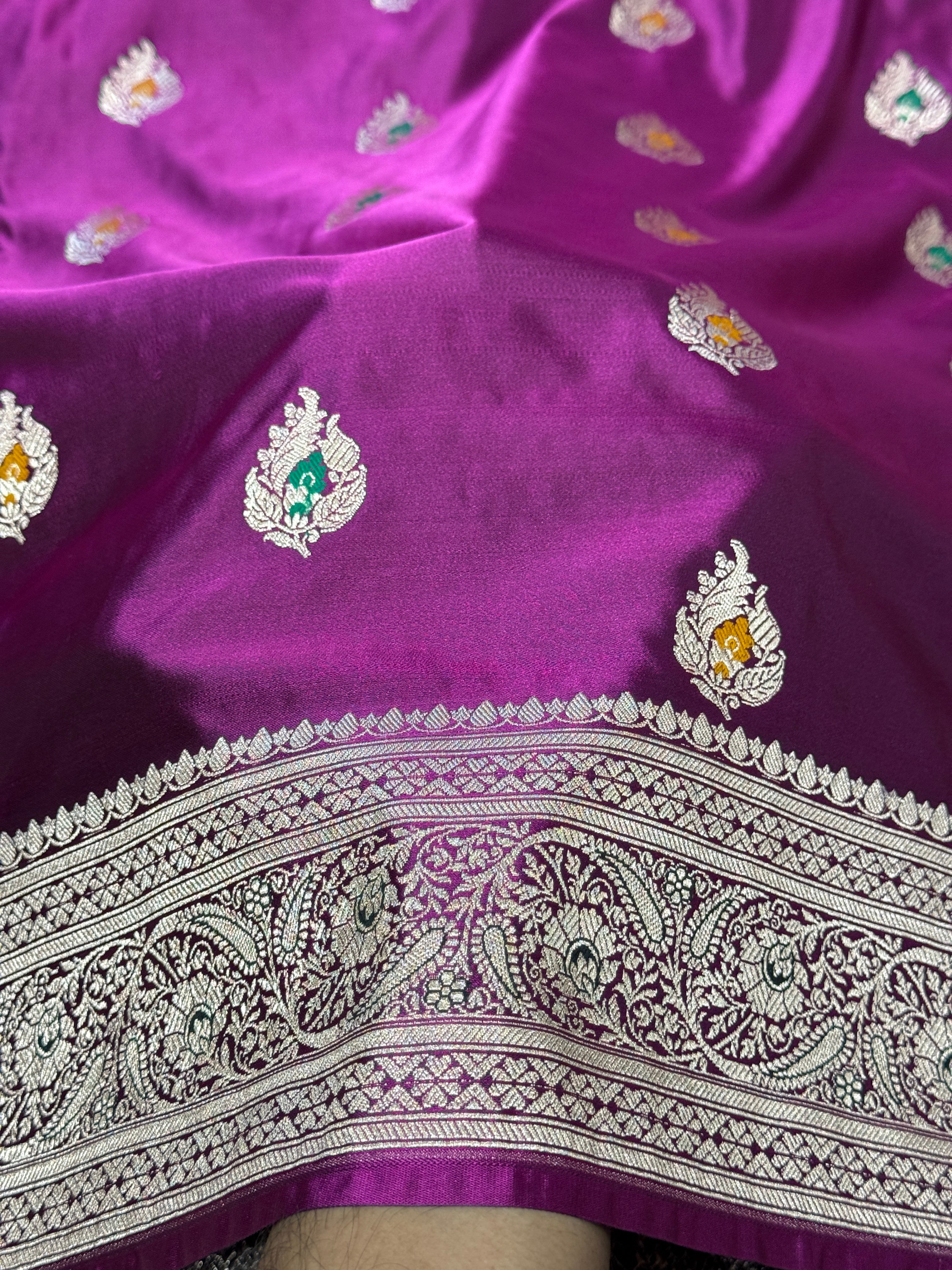 Mashru Kataan Silk Saree with Meenakari Work Ms16