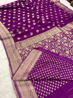Chinon Silk Buta Zari Magenta Color Saree CN01