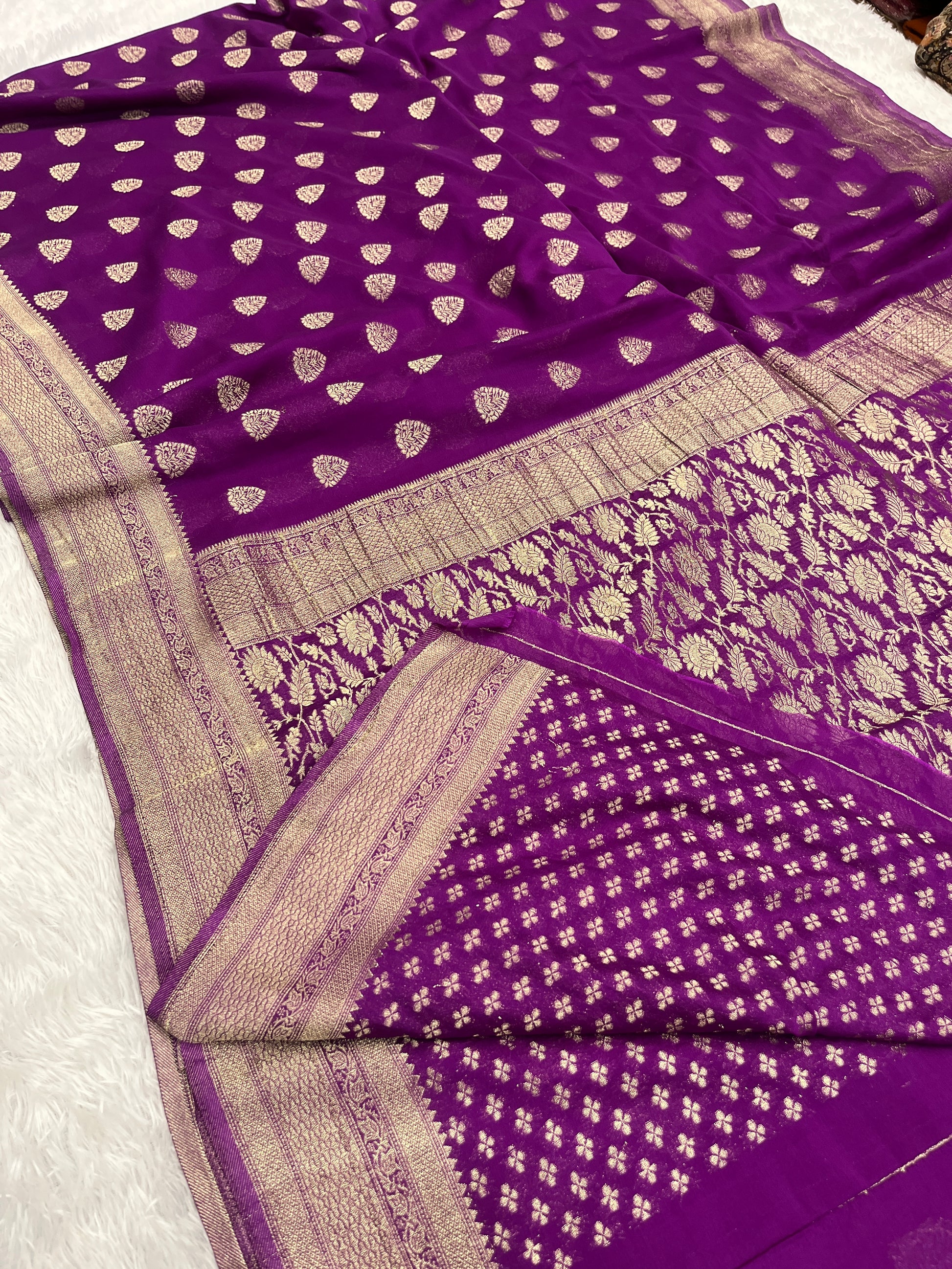 Chinon Silk Buta Zari Magenta Color Saree CN01