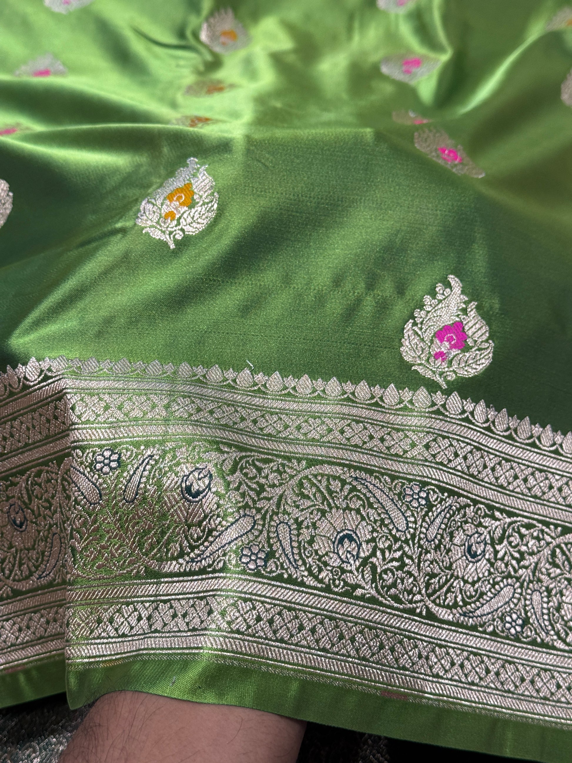Mashru Kataan Silk Saree with Meenakari Work Ms16