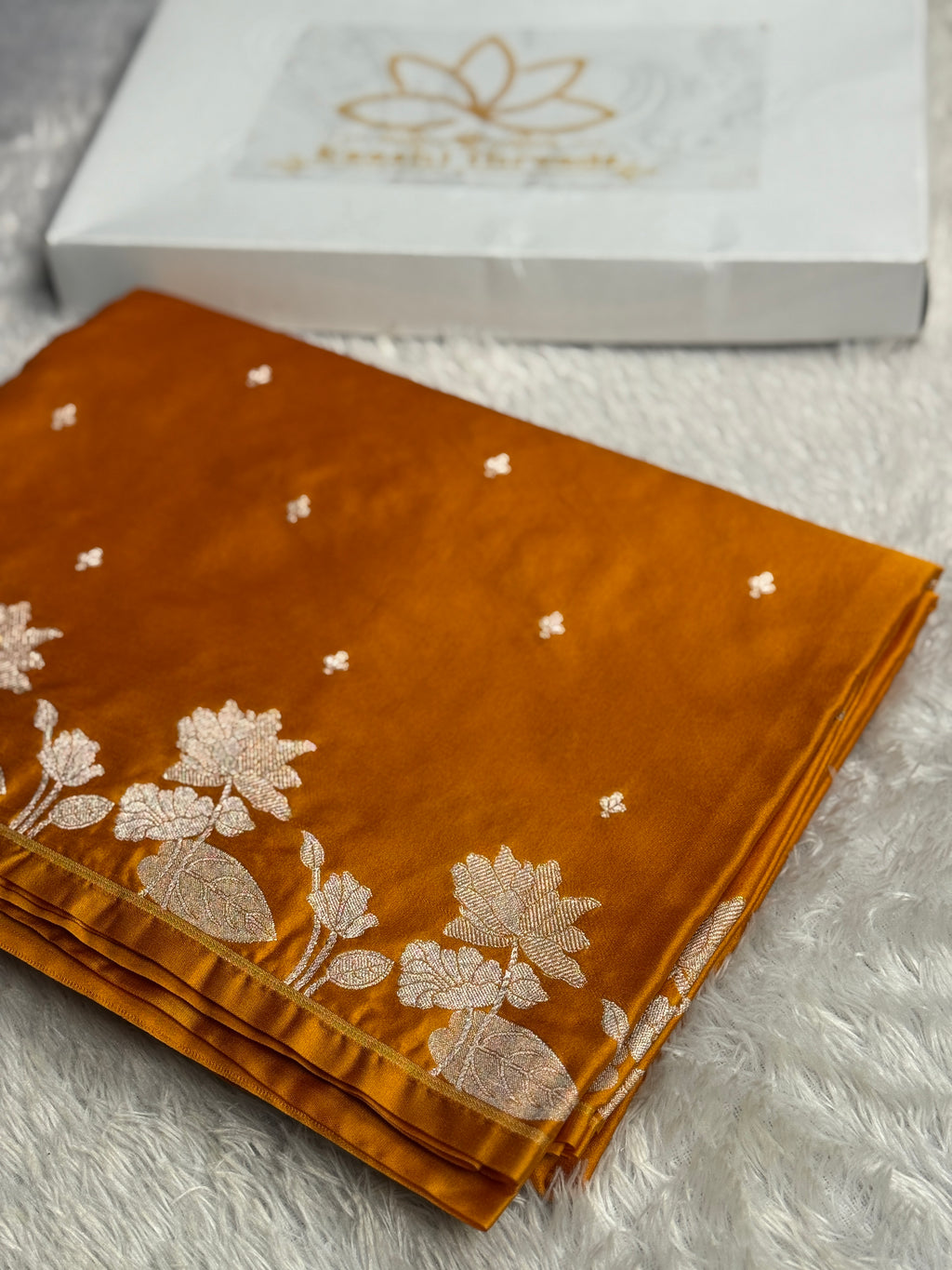 Mustard Banarasi Mashru Silk Saree with Raw Mango Buta Jacquard Woven Design MKS166